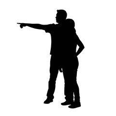 Business People Silhouette Icon Set – Walking and Talking Vector Illustrations