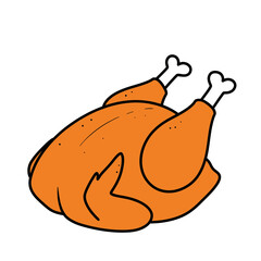 "Roast Turkey Cartoon Vector Illustration for Thanksgiving and Dinner"