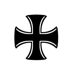 Maltese Cross Icon – Classic Heraldic Symbol Black Silhouette Vector Design