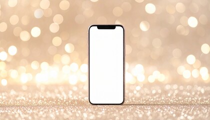 キラキラスマホが映えるシャンパン背景デザイン