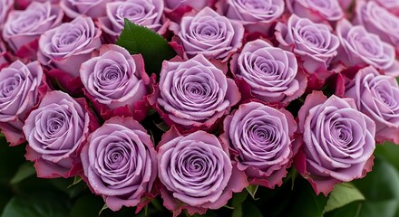 A Stunning Large Bouquet of Fresh Purple and Lilac Roses.