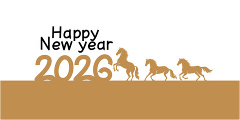 2026 New year greeting. Happy new year greeting. Chinese new year illustration for 2026. Vector illustration.