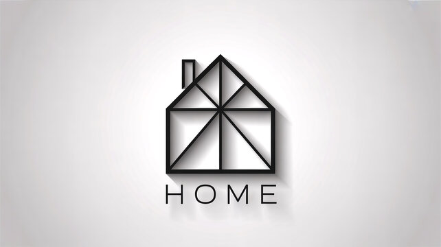 “Minimalist 3D black-and-white house icon, wireframe structure, clean geometric lines, modern, simple, detailed visualization