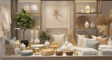 Stylish Home Decor and Interior Design with Neutral Color Palette and Natural Textures