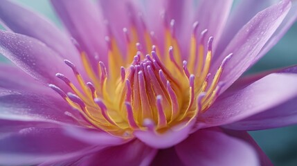 Close-up of a Stunning Purple Water Lily Capturing the Intricate Details of Its Blooming Petals and Vibrant Yellow Stamen in a Serene Natural Setting