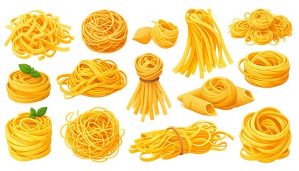 Collection of various pasta shapes