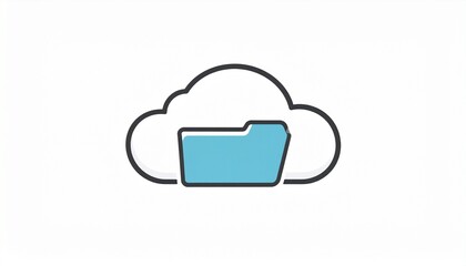 Cloud Storage Folder Icon: Digital Data Management, Online File Sharing, and Secure Backup Concept Illustration