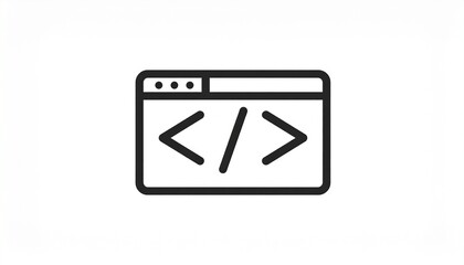 Web Development Coding Icon Browser Window Symbol. Simple line art for programming, software engineering, and digital solutions.