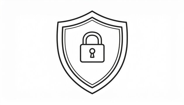 Cyber Security Shield Padlock Icon for Data Protection and Digital Privacy