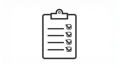 Checklist on clipboard icon. Vector outline symbol for task management, to-do list, project completion, survey, plan, or compliance.