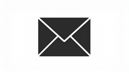Black email icon, simple modern envelope symbol for digital communication, message, contact, notification, or newsletter sign-up.