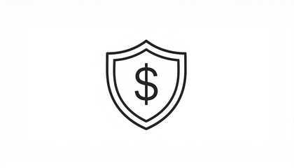 Financial Security Shield Icon. Money Protection Symbol for Investment, Insurance, and Business Finance. Dollar Sign Outline Design.