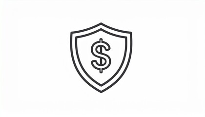Financial security shield icon, dollar sign symbol for money protection, investment, banking, and insurance services.