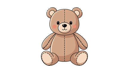 Fototapeta premium Adorable cartoon teddy bear with stitched seams and rosy cheeks, perfect for children's themes