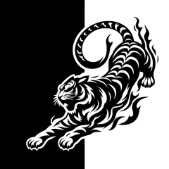 Silueta de tigre de fuego