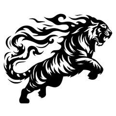 Silueta de tigre de fuego