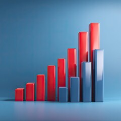 Colorful bar graph on blue background.