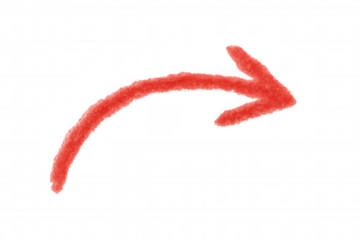 Red furry arrow pointing to the right on a transparent background, ideal for creative projects