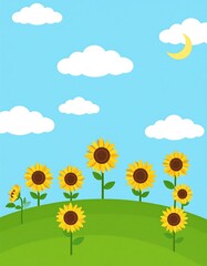 Sunny field with sunflowers