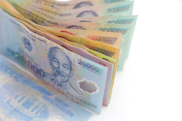 Vietnamese dong banknotes. Money concept