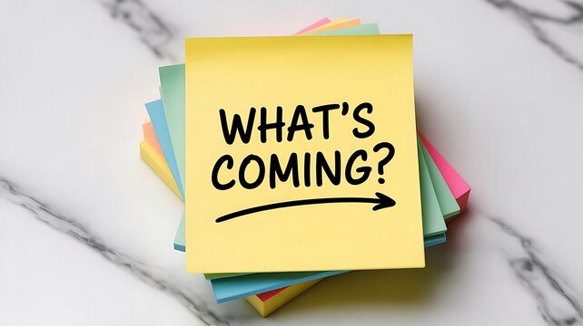 Anticipate upcoming changes with vibrant sticky notes and an arrow pointing forward - Powered by Adobe