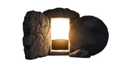 Empty tomb illuminated religious symbol christianity resurrection hope.