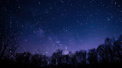 Starry Night Sky over Mountains: Abstract Illustration of Deep Space, Galaxies, Nebulas & Planets