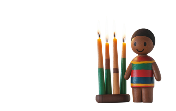 Handcrafted wooden Kwanzaa figure representing cultural identity diversity and ancestral roots isolated on transparent background PNG