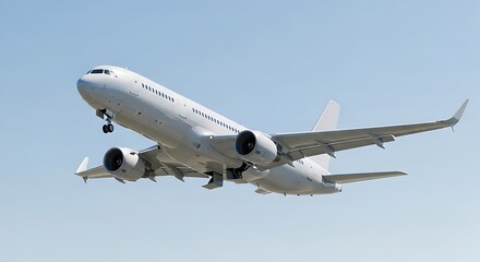 Obraz premium White Commercial Airplane Flying in Clear Blue Sky During Day