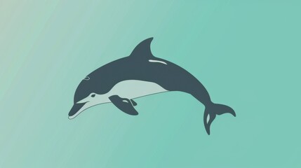 Obraz premium Underwater Marine Life: Vector Illustration of Dolphins, Sharks & Tropical Fish in the Deep Blue Ocean