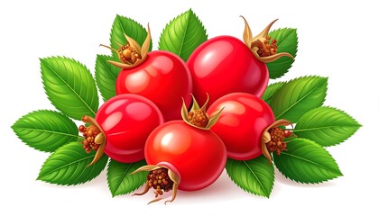 Red berries with green leaves