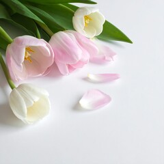 Delicate pink and white tulips
