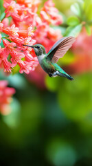 Fototapeta premium flowers and hummingbird