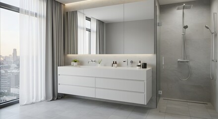 Elegant and spacious hotel lobby interior with a magnificent crystal chandelier and comfortable seating.