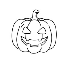 Simple Line Drawing Spooky Pumpkin Lantern Face For Halloween Celebration