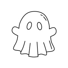 Simple Line Drawing Ghost Graphic Element for Halloween Celebration