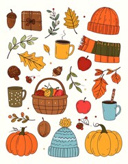 Autumnal collection of cute items