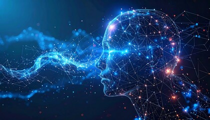 Abstract digital human profile with glowing energy