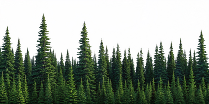 Dense Evergreen Coniferous Forest Under Clear Sky – Transparent Background
Pine Tree Woodland Edge Scene – Nature Landscape Isolated PNG