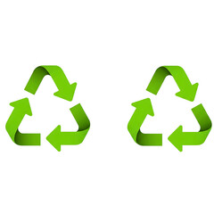 Obraz premium Two green recycling symbols isolated isolated on white background