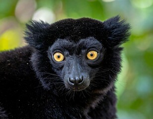 Obraz premium Close-up portrait of a black lemur