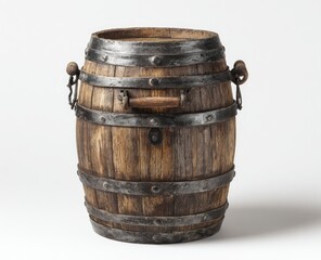 Obraz premium Aged wooden barrel with iron bands