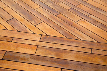 Outdoor ooden walkway surface with natural grain and warm brown tones.