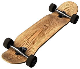 wooden skateboard, isolated background.