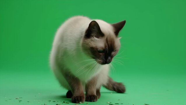 Beautiful Purebred Balinese Cat Isolated in Studio Scene