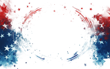 Creative abstract banner celebrating United States Independence Day with vibrant national colors isolated on transparent background PNG