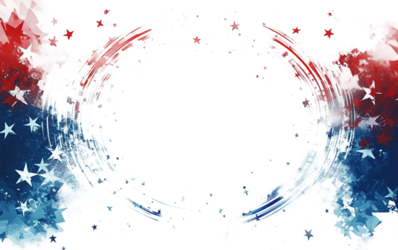 Creative abstract banner celebrating United States Independence Day with vibrant national colors isolated on transparent background PNG