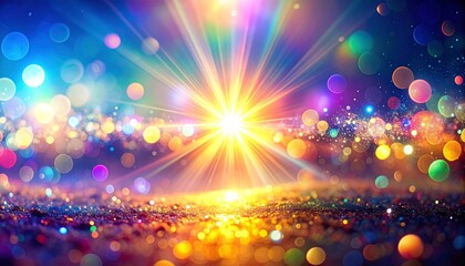 Fototapeta premium Abstract colorful background with bokeh lights and rainbow color lens flare