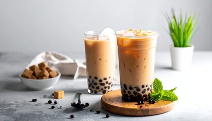 Refreshing iced bubble tea
