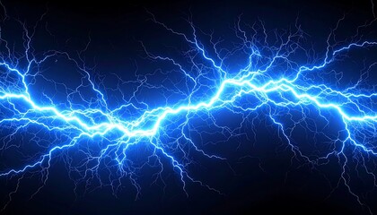 Vivid blue energy arcs across a dark void, depicting a powerful electrical discharge. A striking abstract illustration
